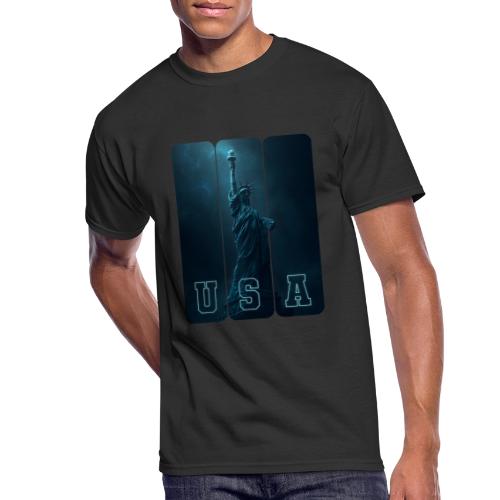 Neon Liberty USA Triptych - Men's 50/50 T-Shirt