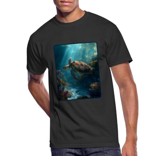 Sea Turtle Coral Reef Design - Men's 50/50 T-Shirt