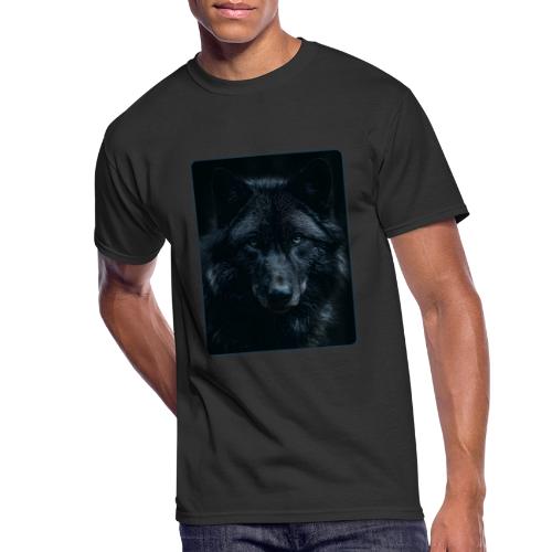 Black Wolf Intense Eyes Portrait Design - Men's 50/50 T-Shirt