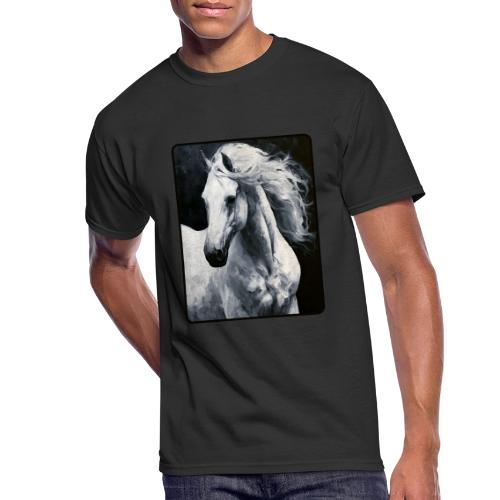 White Horse Oil Painting Design - Men's 50/50 T-Shirt