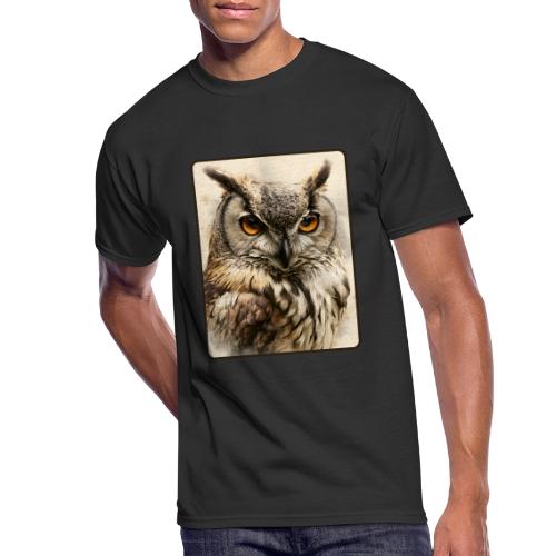 Great Horned Owl Watercolor Design - Men's 50/50 T-Shirt