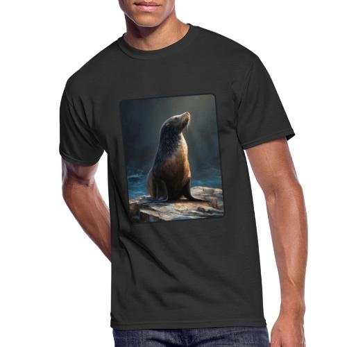Fur Seal Artistic Shore Portrait Design - Men's 50/50 T-Shirt