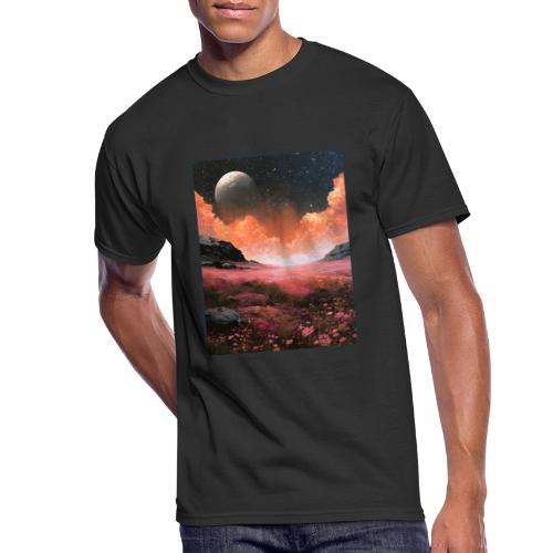 Moonlit Fantasy Flower Landscape - Men's 50/50 T-Shirt