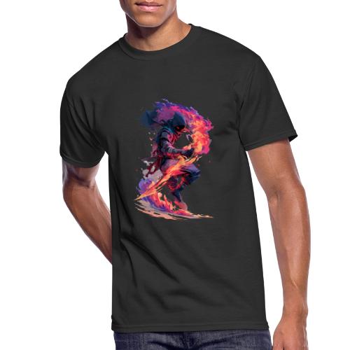 Flaming Ninja Warrior Fantasy Design - Men's 50/50 T-Shirt