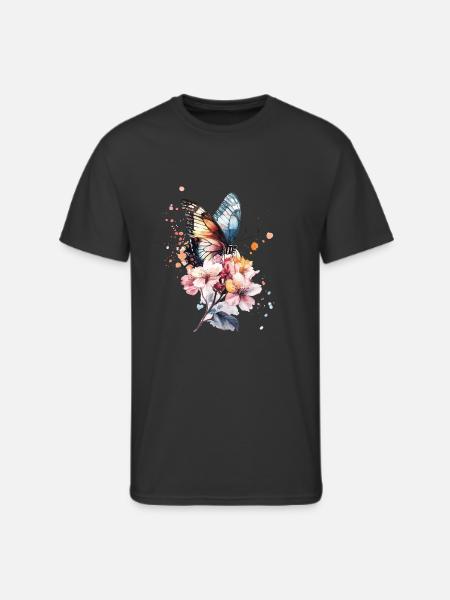 Butterfly Cherry Blossoms - Men's 50/50 T-Shirt - black