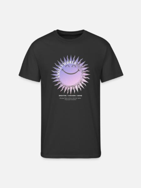 SmileyWorld Smiling Sun In Purple - Men's 50/50 T-Shirt - black