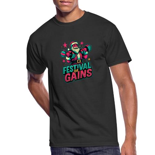 Festival of Gains Funny Gym Santa Christmas - Men's 50/50 T-Shirt