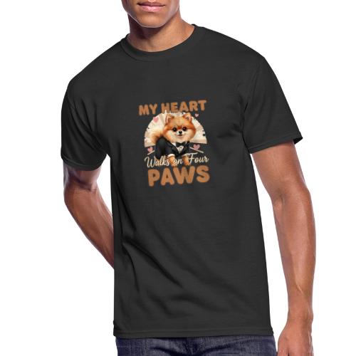 My Heart Walks on Four Paws – Pomeranian tee - Men's 50/50 T-Shirt