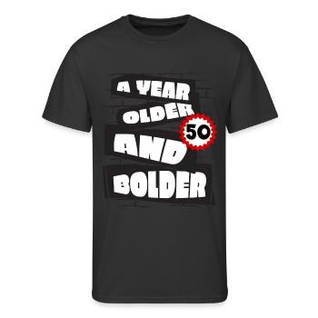 Un an plus drôle 50 ans Anniversaire - T-shirt 50/50 pour hommes - noir - Devant - Jackson (183cm)