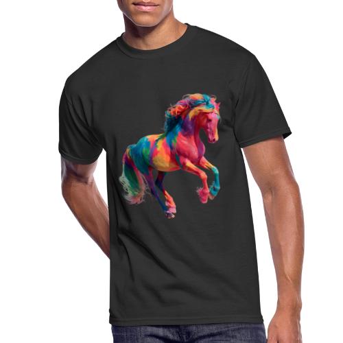 Colorful Paint Splatter Horse Art - Men's 50/50 T-Shirt