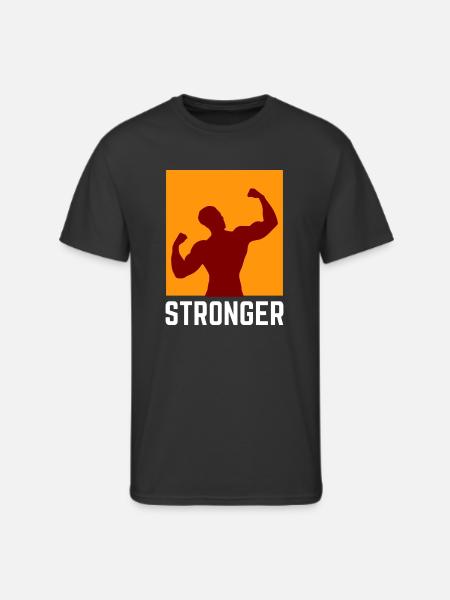Bold muscular silhouette with Stronger text - Men's 50/50 T-Shirt - black
