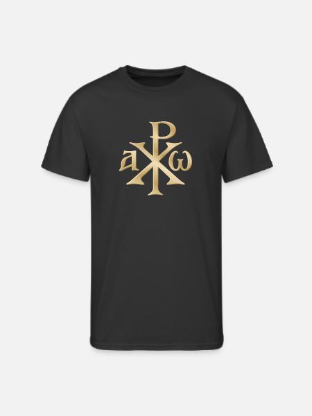 Chi Rho Christogram Gold - Men's 50/50 T-Shirt - black