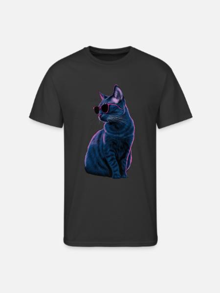Russian Blue Cat Sunglasses - Men's 50/50 T-Shirt - black