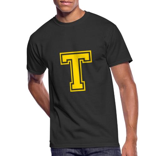 Letter T – Capital Athletic Alphabet Monogram - Men's 50/50 T-Shirt