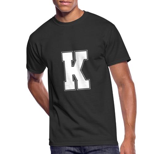 White Letter K – Varsity Alphabet Monogram - Men's 50/50 T-Shirt