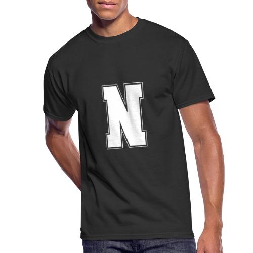 White Letter N – Varsity Alphabet Monogram - Men's 50/50 T-Shirt