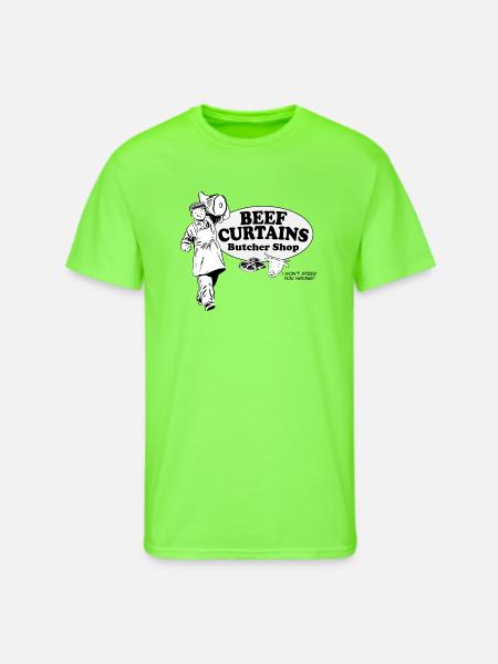 Beef Curtains Butcher Shop - Men's 50/50 T-Shirt - neon green