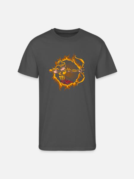 Arjuna Archer With Halftone Background - Men's 50/50 T-Shirt - charcoal
