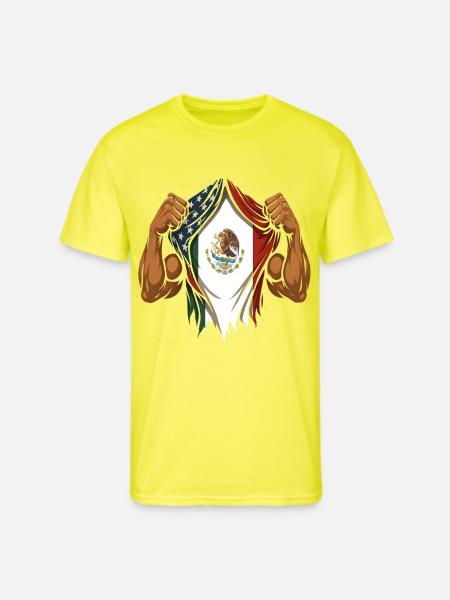 Mexican American Flag Mexican Roots - Men's 50/50 T-Shirt - neon yellow