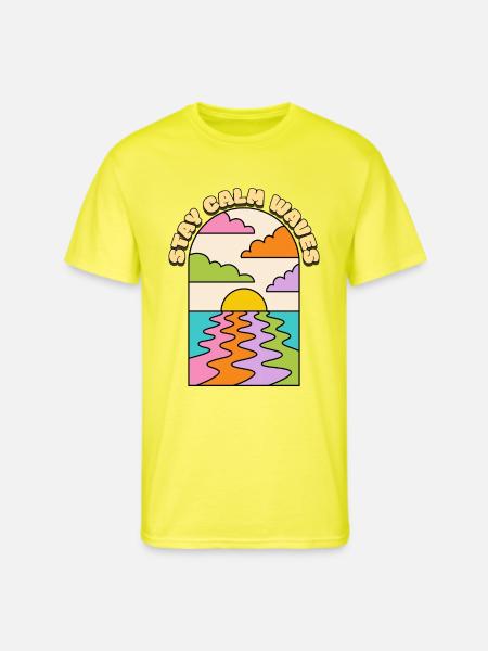 STAY CALM WAVES - Men's 50/50 T-Shirt - neon yellow