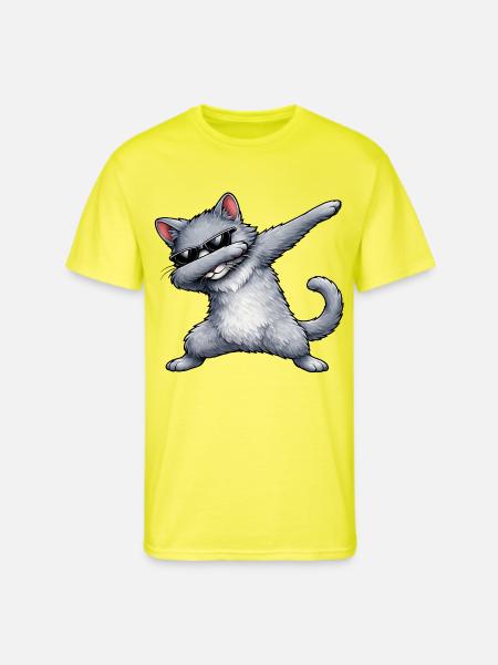 Dabbing Russian Blue Cat - Men's 50/50 T-Shirt - neon yellow