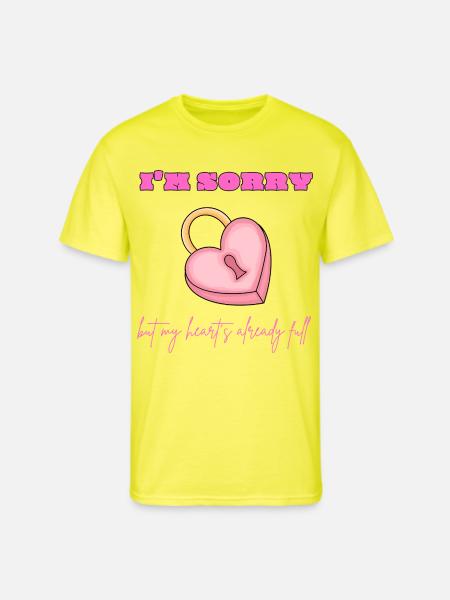 Pink Heart Lock Apology - Men's 50/50 T-Shirt - neon yellow
