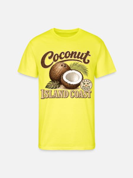 Coconut Island Coast Design - Men's 50/50 T-Shirt - neon yellow