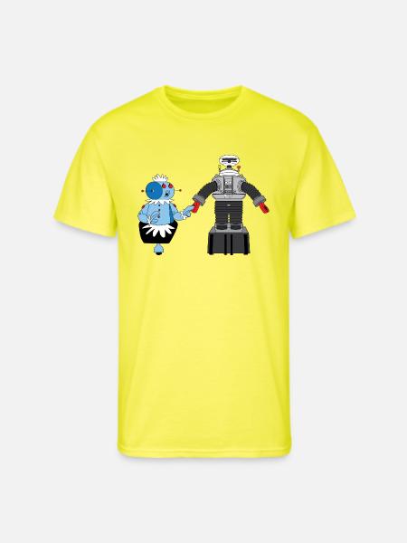Rosie and Lost in Space Robot - Men's 50/50 T-Shirt - neon yellow