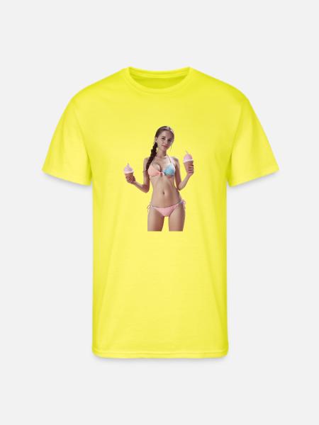Pastel Ice Cream Cone Illustration - Men's 50/50 T-Shirt - neon yellow