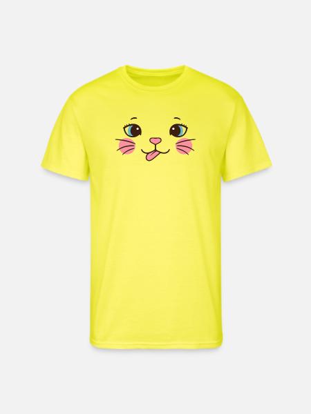 Pink Cheek Cat Face - Men's 50/50 T-Shirt - neon yellow