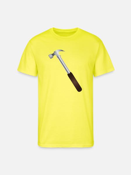 Hammer Carving: Rustic Tool Graphic - Men's 50/50 T-Shirt - neon yellow