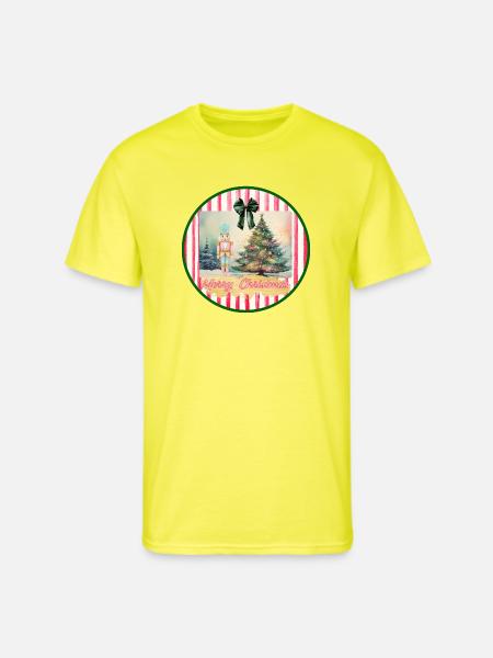 Nutcracker and Christmas Tree - Men's 50/50 T-Shirt - neon yellow