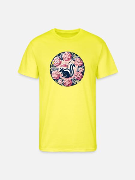 Hydrangea Circle Skunk Motif - Men's 50/50 T-Shirt - neon yellow