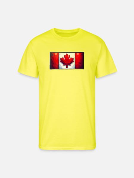 Pixel Maple Flag - Men's 50/50 T-Shirt - neon yellow