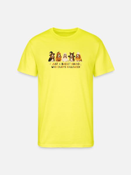 Halloween Basset Hound Crew - Men's 50/50 T-Shirt - neon yellow
