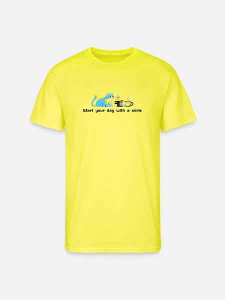Blue Cat Café Morning - Men's 50/50 T-Shirt - neon yellow