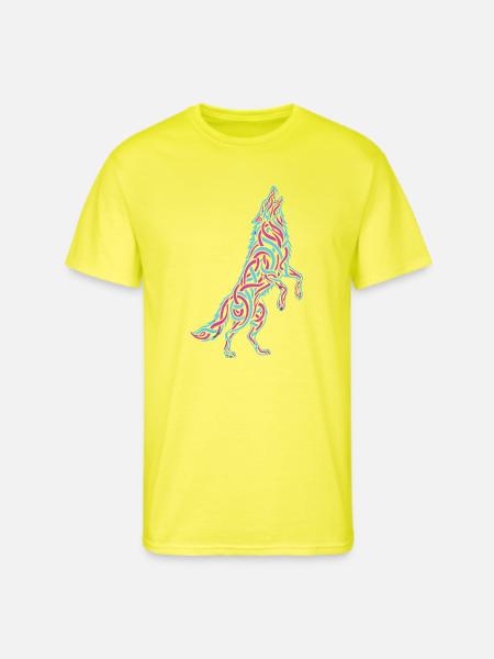 Howling Wolf Calligraffiti - Men's 50/50 T-Shirt - neon yellow