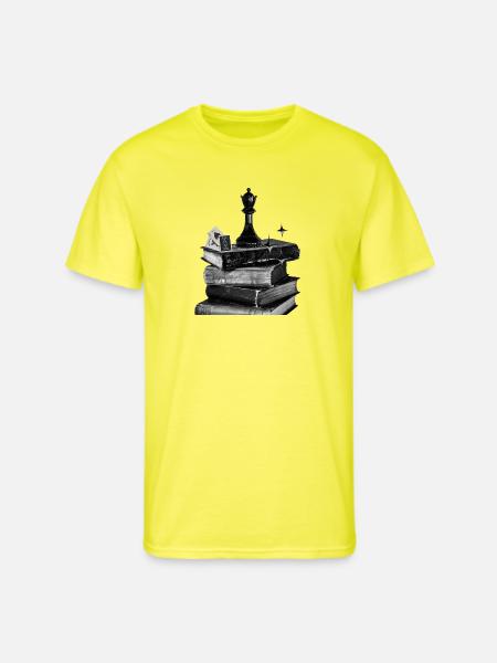 Noir Bookshelf Chess Crown - Men's 50/50 T-Shirt - neon yellow