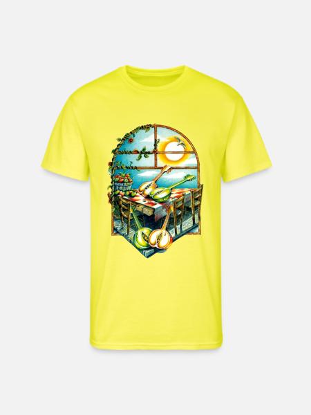 Rustic Sunrise Kitchen Scene - Men's 50/50 T-Shirt - neon yellow