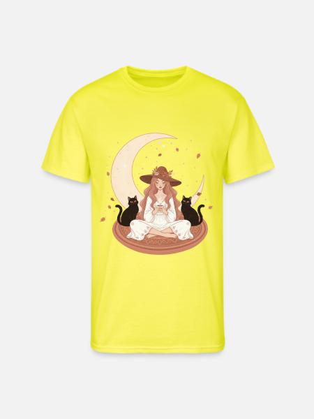 Enchanted Autumn Witch & Moonlight - Men's 50/50 T-Shirt - neon yellow