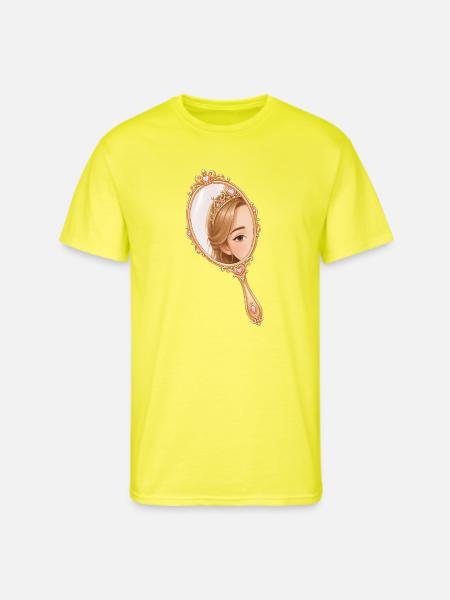 Princess hand mirror illustration - Men's 50/50 T-Shirt - neon yellow