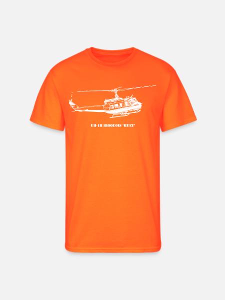 Huey Shadow Helicopter Silhouette - Men's 50/50 T-Shirt - neon orange