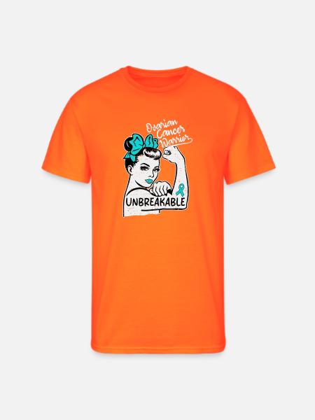 Unbreakable Ovarian Cancer Warrior - Men's 50/50 T-Shirt - neon orange