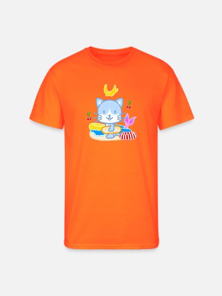 Blue Cat Beach Splash - Men's 50/50 T-Shirt - neon orange