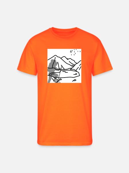 Minimal Mountain Birds Line Art - Men's 50/50 T-Shirt - neon orange