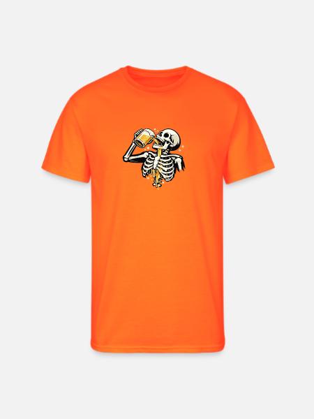 Skeleton Sips Beer - Men's 50/50 T-Shirt - neon orange