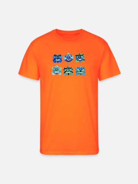 Fu Dog Faces - Men's 50/50 T-Shirt - neon orange