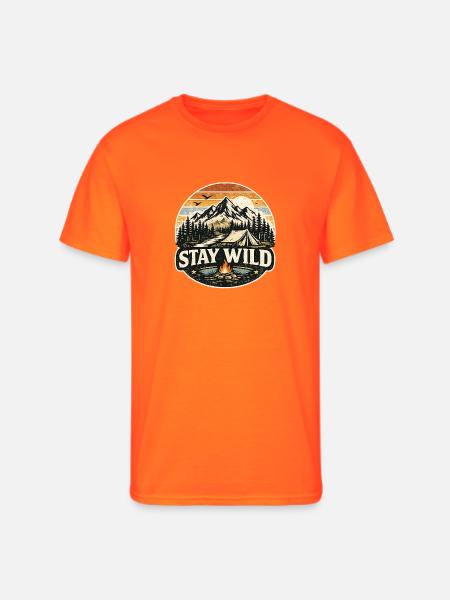 Stay Wild Camp Retro Sunset - Men's 50/50 T-Shirt - neon orange
