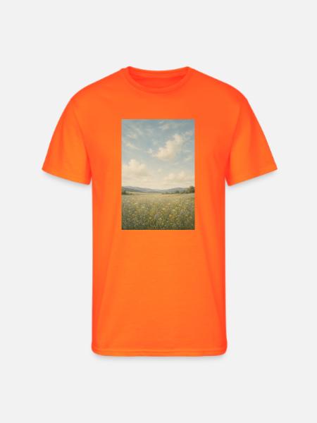 Meadow Bloom Under Wide Sky - Men's 50/50 T-Shirt - neon orange