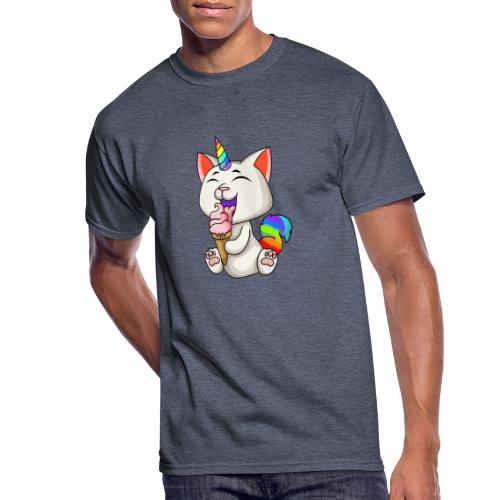 Cat Unicorn Licking Ice Cream - Men's 50/50 T-Shirt